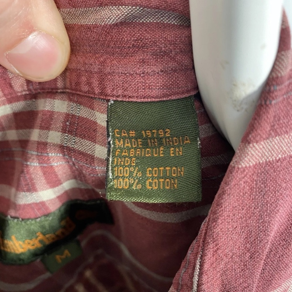 Timberland Vintage Plaid Shirt Workwear Chore Pockets Check Burnt Red Medium - Picture 10 of 11